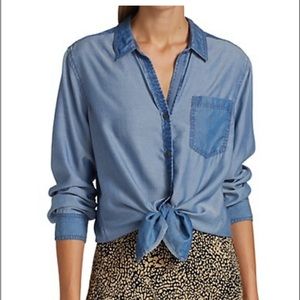 Nic+Zoe In & Out Chambray Button-Down Top Size Large